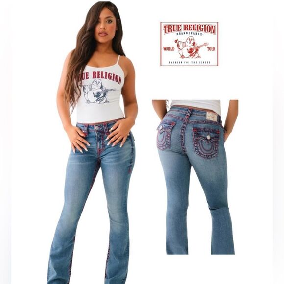 True Religion Denim - Vintage “Rare” True Religion Women's Low-Rise,Boot-Cut Jeans (colored stitching)